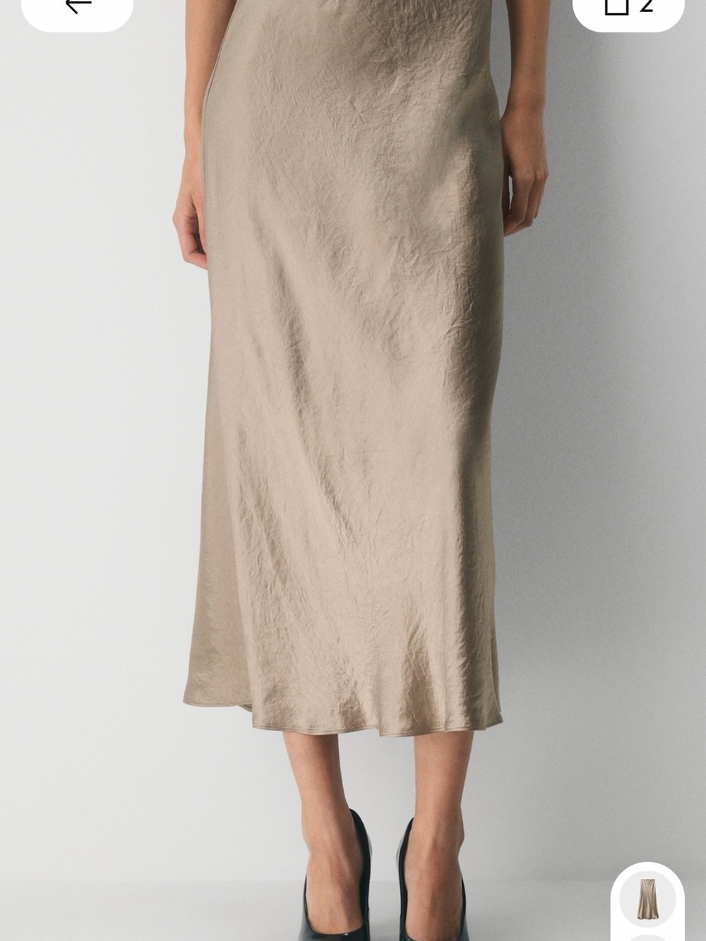 Aritzia Satin Midi Slip Skirt in Taupe